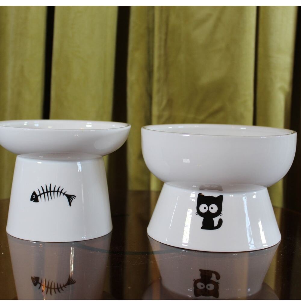 Ceramic Cat water and food bowls